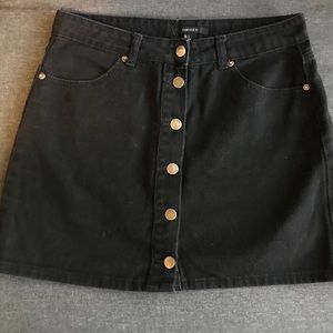 Black Denim Button Down Skirt